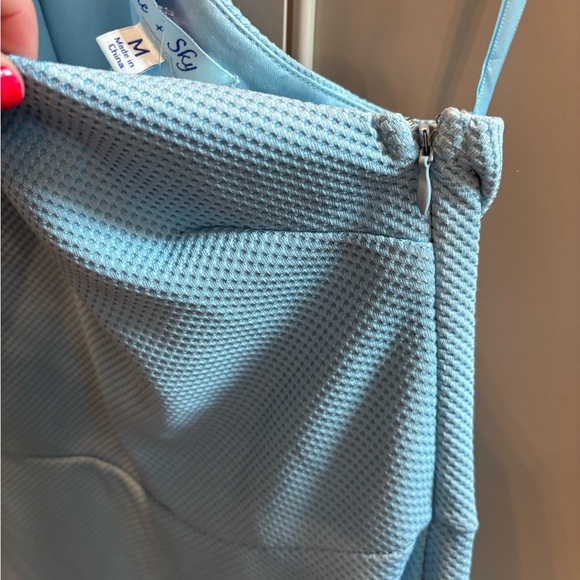 NWT She & Sky Elegant Baby Blue One-Shoulder Dress sz M - Picture 2 of 5